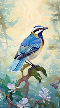 Blue pitta painting animal bird.