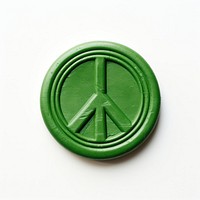Green Seal Wax Stamp Peace Sign green white background creativity.
