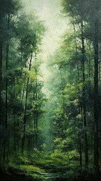 Vintage painting wallpaper forest vegetation landscape.
