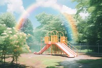 Park summer with rainbow playground outdoors nature.