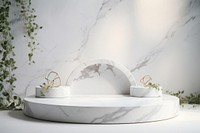White marble background plant porcelain furniture.