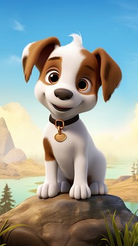 3D cartoon jack russell puppy dog animal mammal.