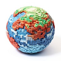 Planet bricks toy art sphere white background.