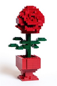Rose in vase bricks toy flower plant art.