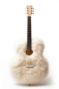 Guitar white fur white background.