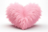Heart pink fur white background.