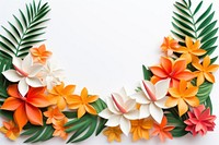 Tropical plants floral border flower white background accessories.