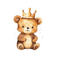 Bear holding gold crown cartoon cute toy.