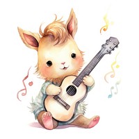 Unicorn playing guitar cartoon cute baby.