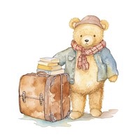 Teddy bear suitcase luggage travel.