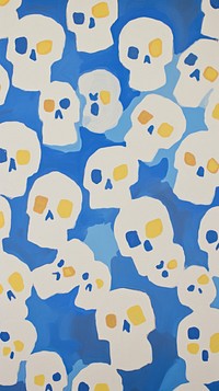 Cartoonish pastel cute skulls pattern backgrounds painting.