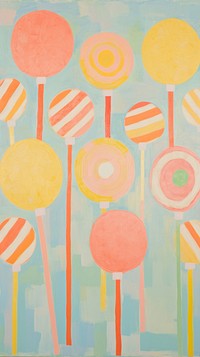 Cute pastel sweet lollipops backgrounds painting pattern.