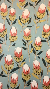 Jumbo protea flowers pattern backgrounds painting.