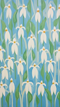 Snowdrop flower blooms pattern backgrounds wallpaper.