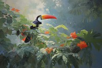 Acrylic paint of toucan outdoors nature animal.