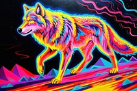 Wolf walking painting animal mammal.