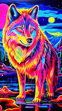 Wolf painting mammal animal.