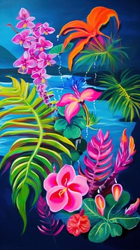 Tropical plants painting outdoors tropics.