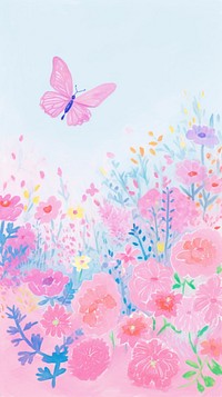 Butterfly and flower backgrounds painting outdoors.