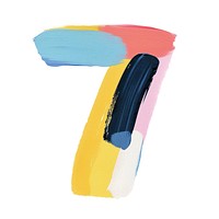 Cute number letter 7 painting text art.