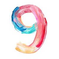 Cute number letter 9 abstract art white background.
