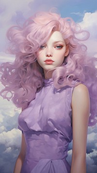 Purple sky adult wig contemplation.