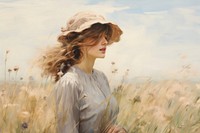 Summer meadow painting portrait adult.