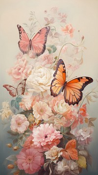 Butterflies and flower painting pattern petal.