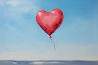 Minimal space a heart shaped balloon painting blue sky.