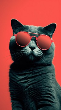Cat with sunglasses mammal animal pet.