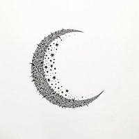 Celestial botanical crescent moon astronomy drawing nature.