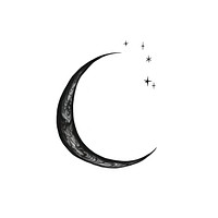 Mystic crescent moon astronomy night white background.