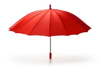 Photo of red chinese umbrella white background protection sheltering.