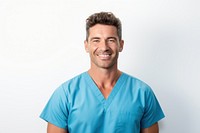 Male nurse smiling adult white background.