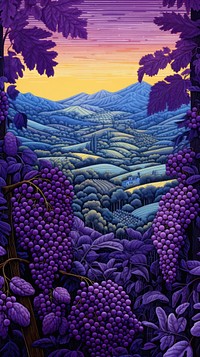 Illustration of purple walla landscape outdoors painting.