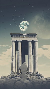 Cool wallpaper greek temple moon architecture astronomy.