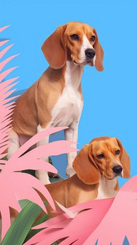 2 beagle dogs craft animal mammal hound.