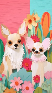 2 Chihuahua dogs memphis shape craft chihuahua mammal animal.