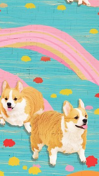 2 corgi dogs craft backgrounds mammal animal.