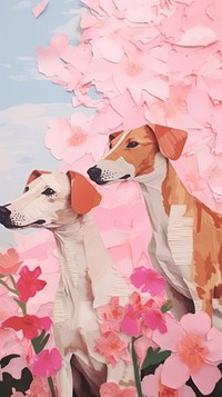 2 greyhound dogs craft outdoors painting animal.