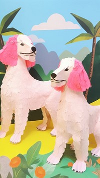 2 poodle dogs craft animal mammal person.