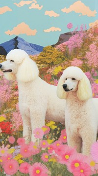 2 poodle dogs craft outdoors animal mammal.