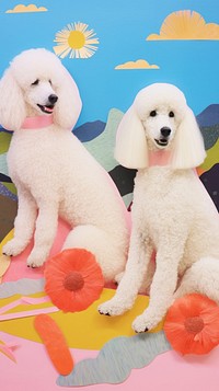 2 poodle dogs craft animal mammal pet.