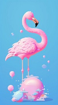A cute flamingo animal bird floating.