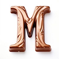 Letter M chocolate text dessert.