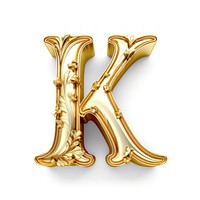 Letter K gold font text.