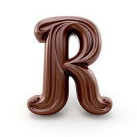 Letter R chocolate text dessert.