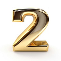 Number 2 shiny gold font white background accessories.