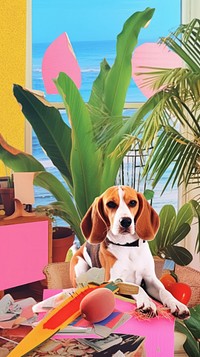 A beagle dog craft animal mammal plant.