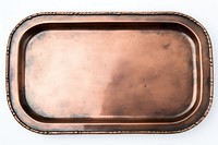 Tin frame vintage copper tray white background.